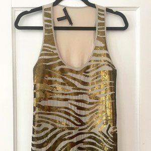 BCBG Max Azria Sequin Zebra Razerback Top